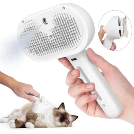 3-in-1 Electric Steamy Pet Grooming Brush – Rechargeable Water Spray Grooming & Deshedding Comb for Cats & Dogs
