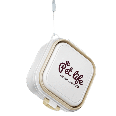 Portable 2-in-1 Collapsible Travel Pet Bowl - Food Grade Silicone Dog Feeder & Water Bowl with Latch & Hanging Strap