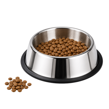 304 Stainless Steel Dog Bowl with Non-Slip Rubber Base for Dogs & Cats